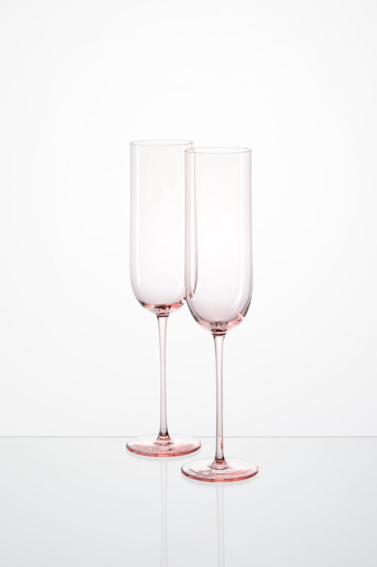 Designové sklenice na šumivé víno v růžovém provedení